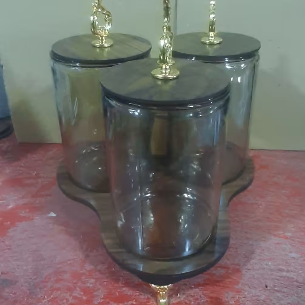 جای قندوشکر چای 3پارچه شیشه ای ساده 