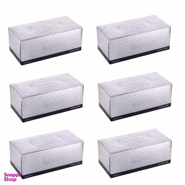 دستمال کاغذی 150 برگ سافتلن مدل silver مجموعه 6 عددی