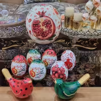 ست تخم مرغ و پرنده سفالی یلدایی