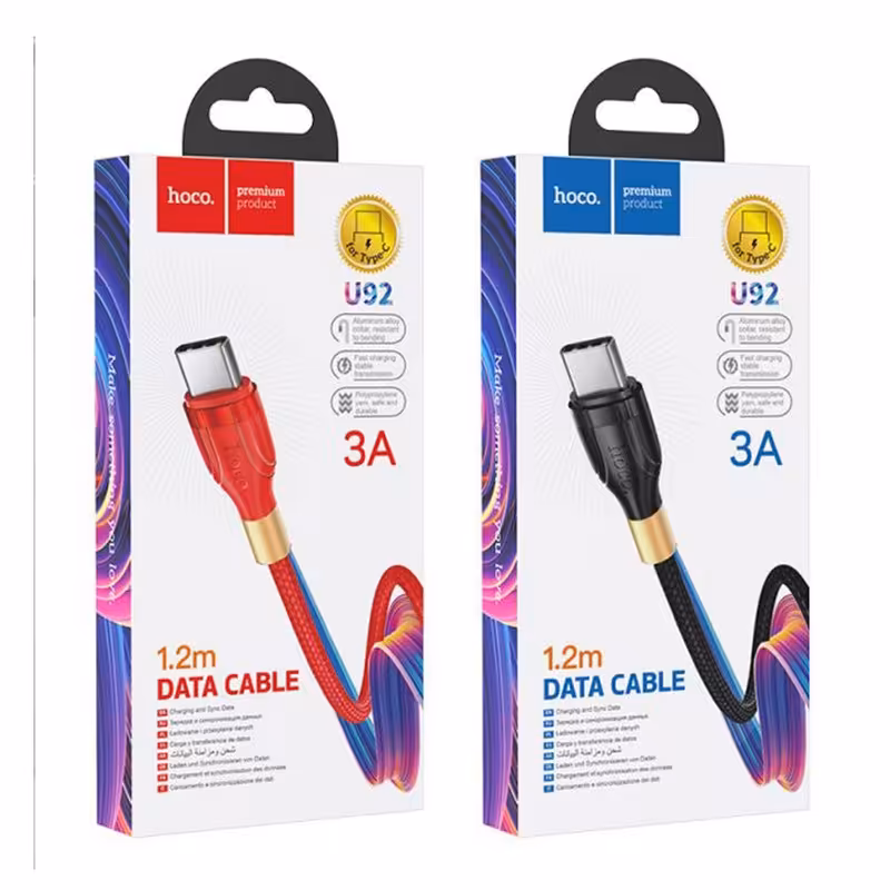 کابل فست شارژ تایپ سی هوکو مدل U92.با گارانتی یکساله تعویض کالا با نو