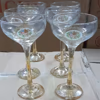 بستنی خوری پایه بلند گلدار جامی 6 تایی شفاف بلور کاوه