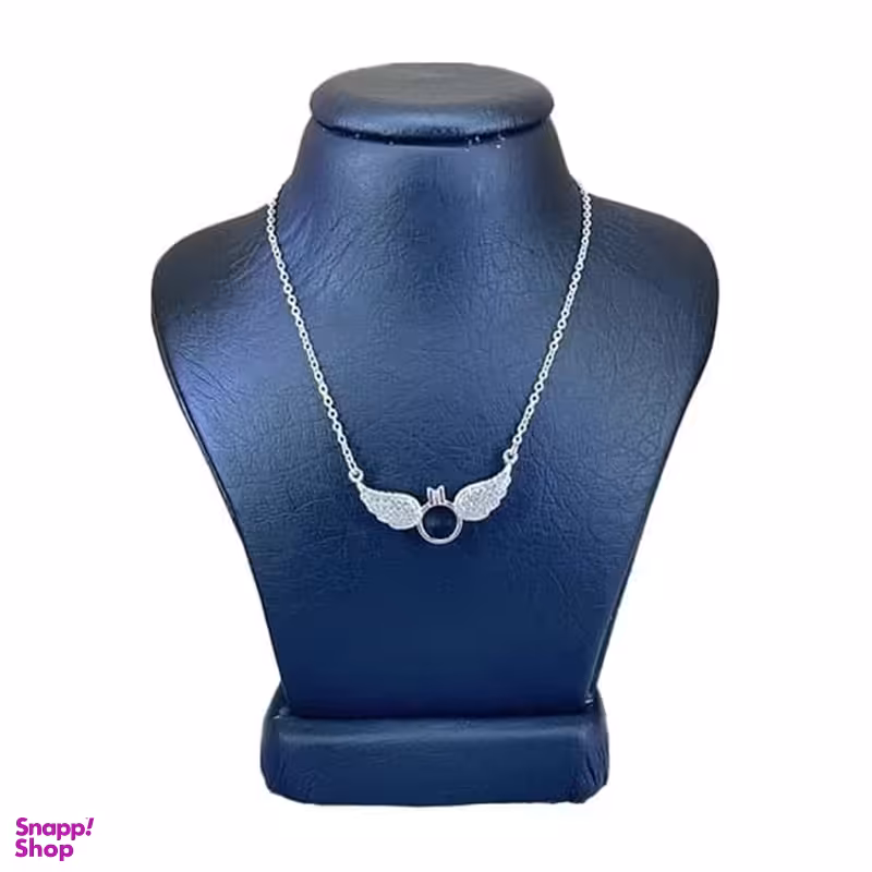 گردنبند نقره زنانه طرح بال و حلقه کد 32922