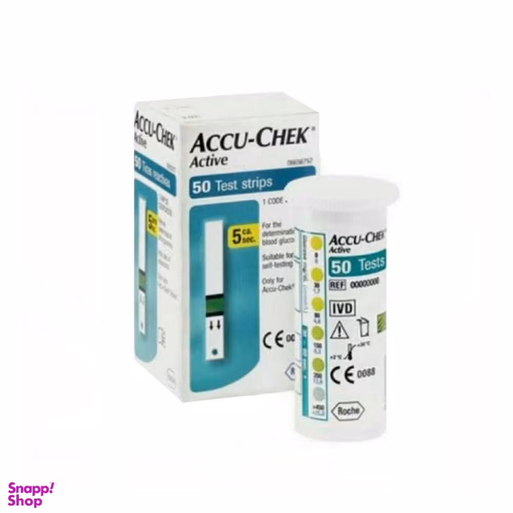 نوار دستگاه تست قند آکیو چک (Accu-Chek) مدل Sensor رنگ سفید بسته 50 عددی