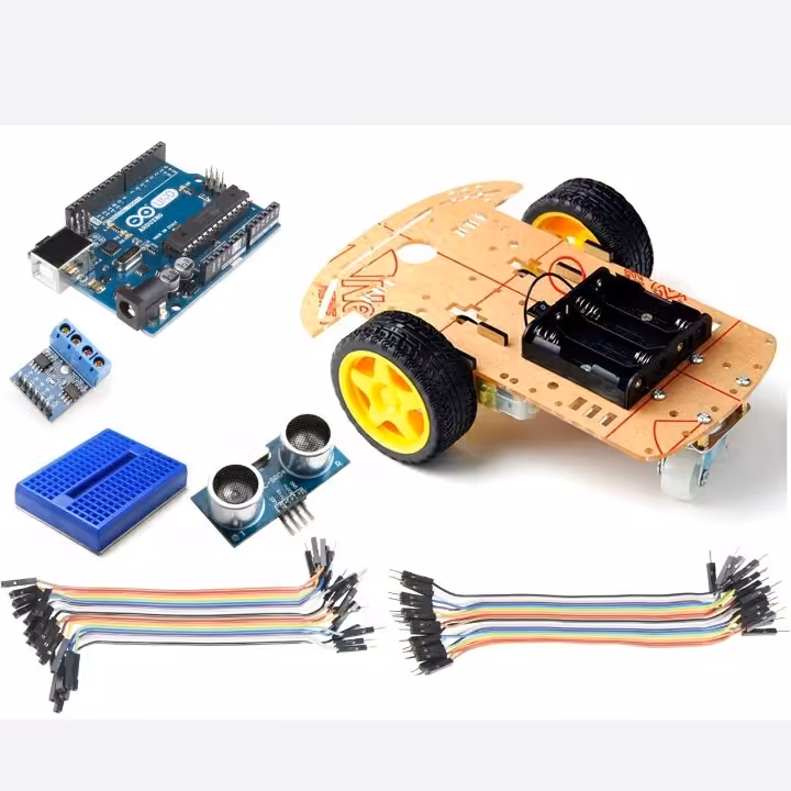 ست کامل ربات مانع یاب با اردوینو و سنسور التراسونیک 
همراه با سی دی و سور س آموزش