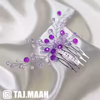 شانه موی شینیون کریستال بنفش ماه فام و تاج ماه