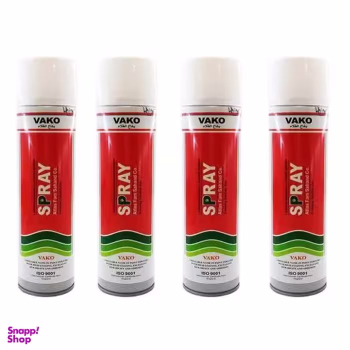 اسپری رنگ سفید واکو مدل 300ML حجم 1.200 لیتر بسته 4 عددی