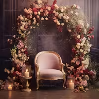 بک دراپ عروس و داماد با گل های زیبا | گرافیک با طعم تربچه