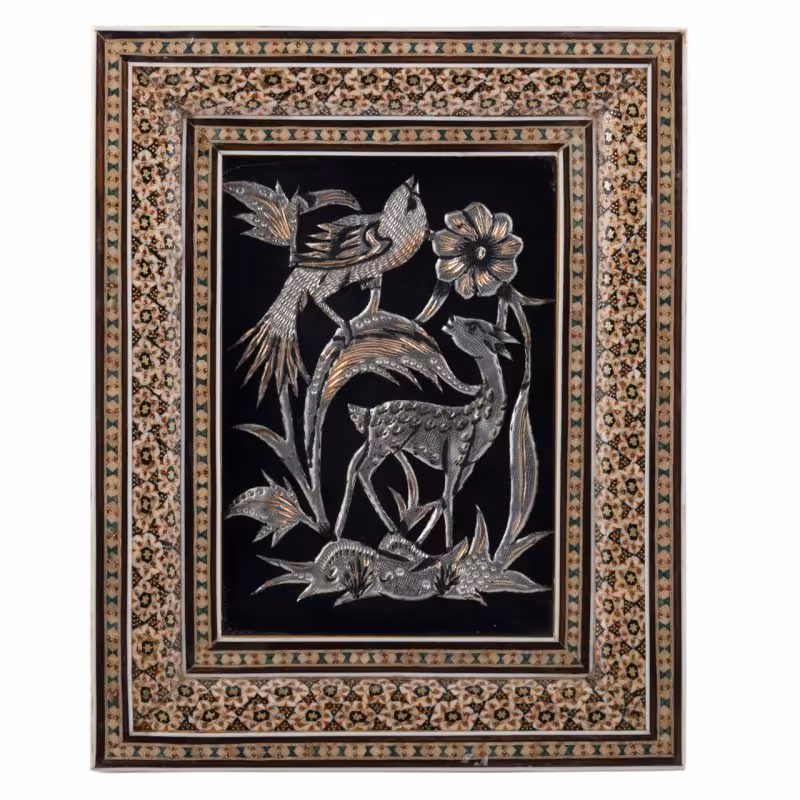 تابلو خاتم کاری با پلاک مسی قلمزنی سایز 23در28