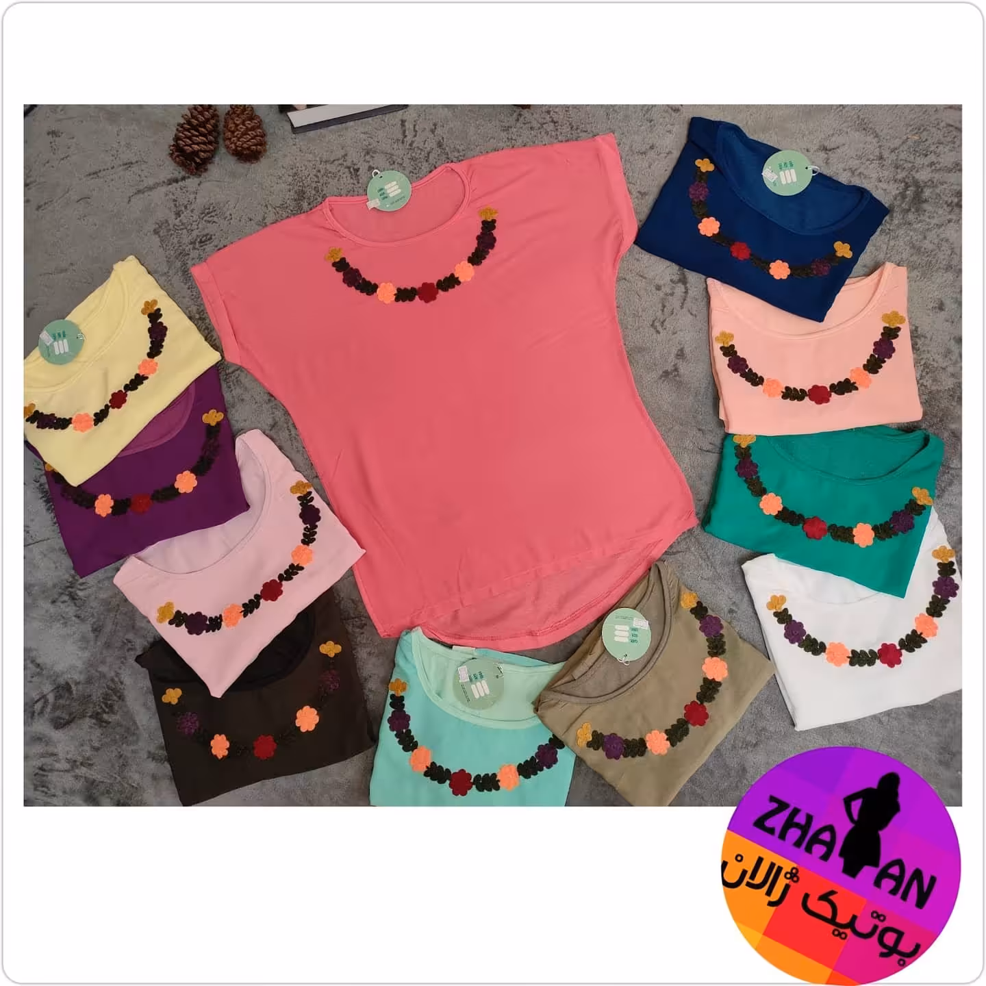 بلوز تک رنگ طرح گُل