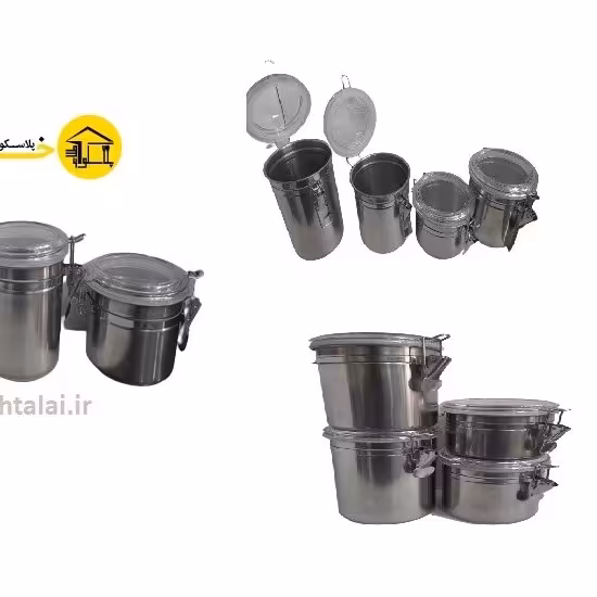 بانکه حبوبات استیل 4تیکه خارجی درب قفل دار