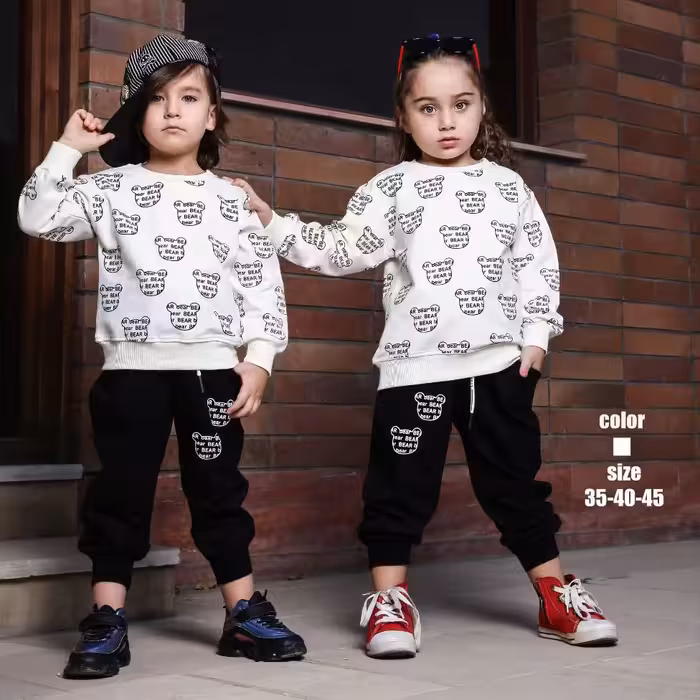 ست جذاب تمام چاپ خرس Bear 
بلوز شلوار اسپرت