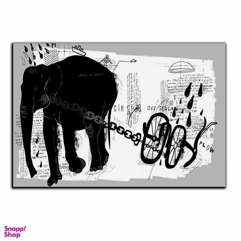 تابلو شاسی بکلیت طرح نقاشی سیاه قلم فیل مدل SH-s1505