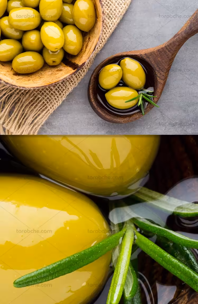 عکس با کیفیت زیتون سبز و تازه | گرافیک با طعم تربچه