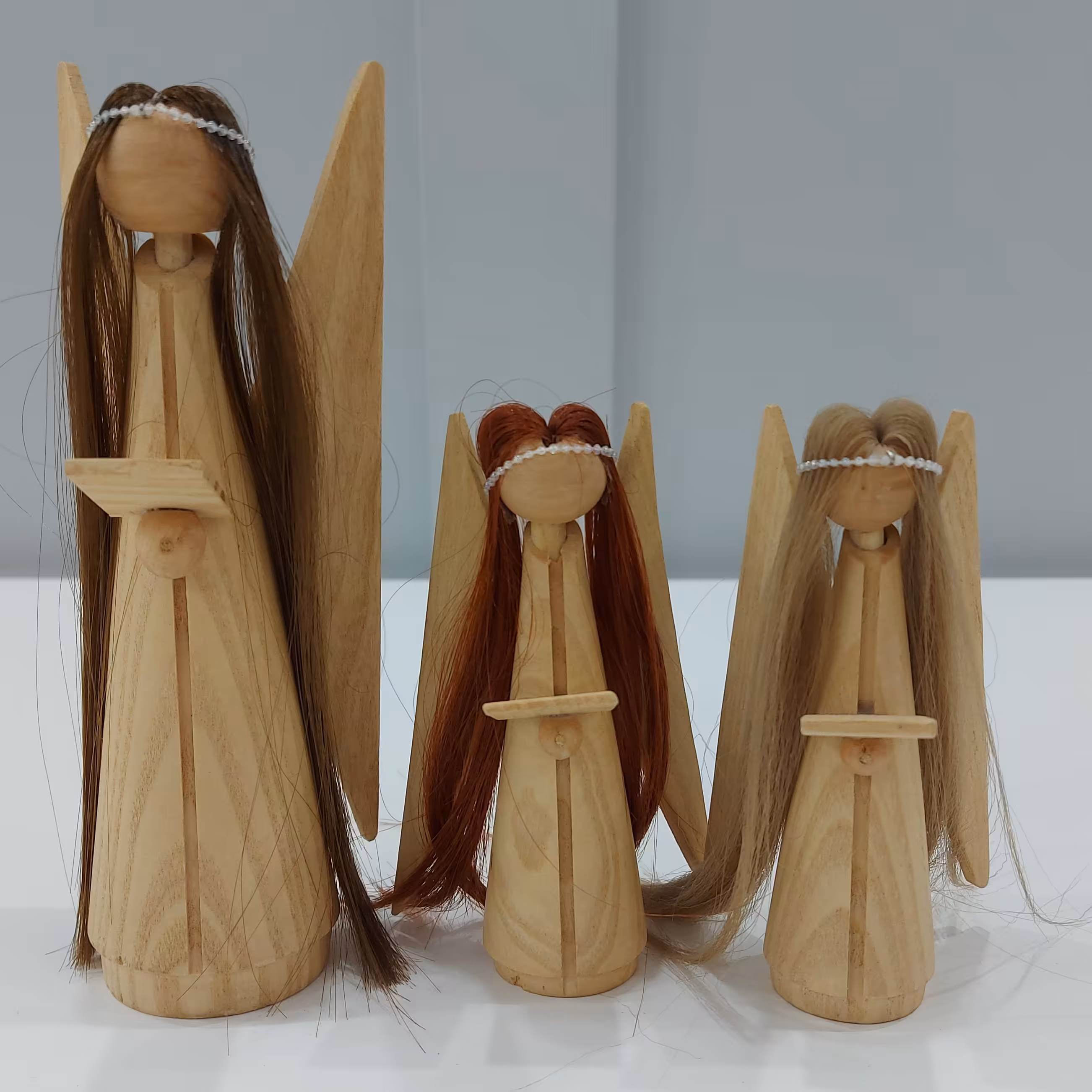 مجسمه فرشته های چوبی دکوری بسته 3 عددی