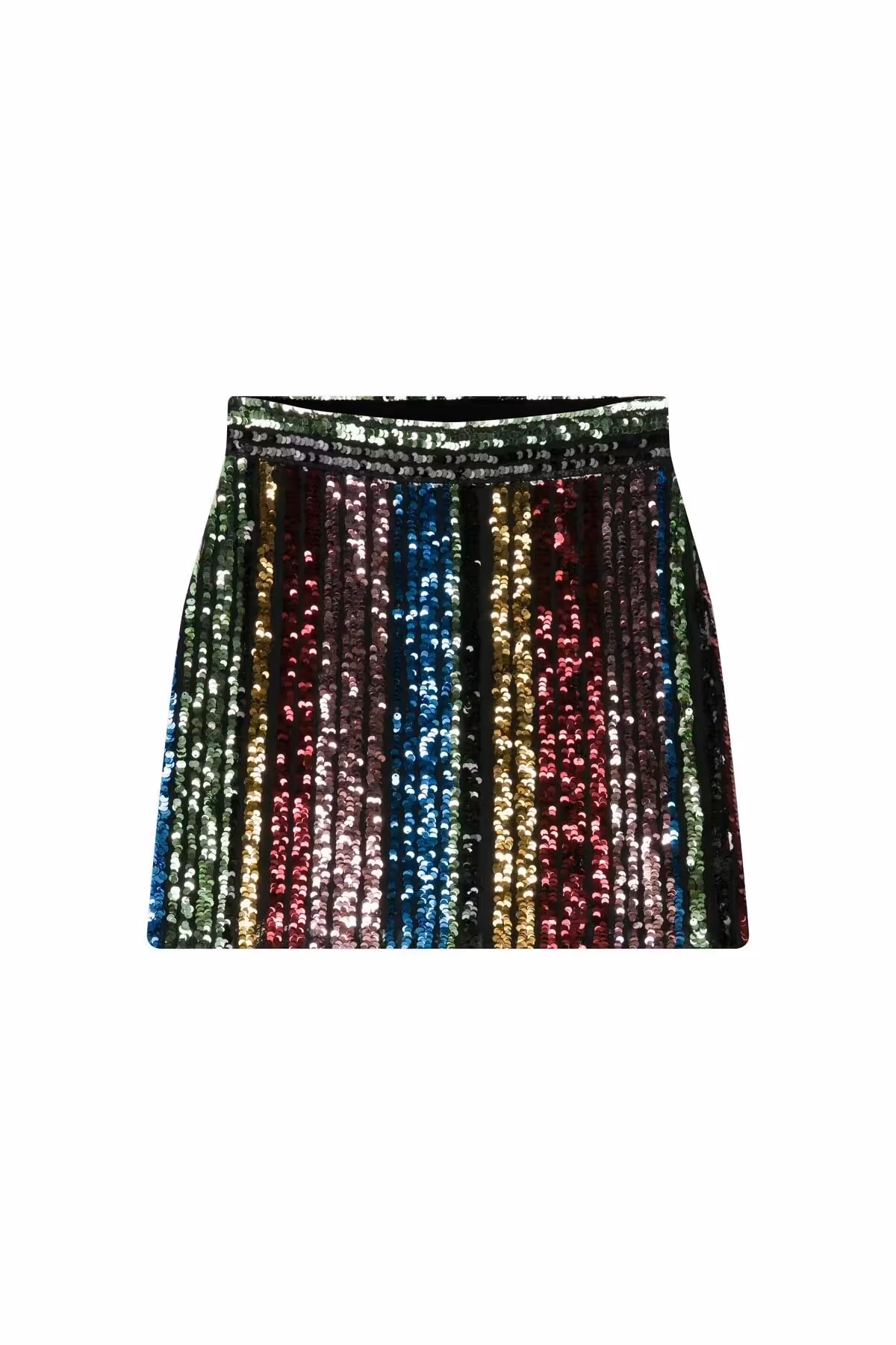 دامن مشکی زنانه سیاه مینی لاله چند رنگ با روکش دنباله دار Mert Erkan