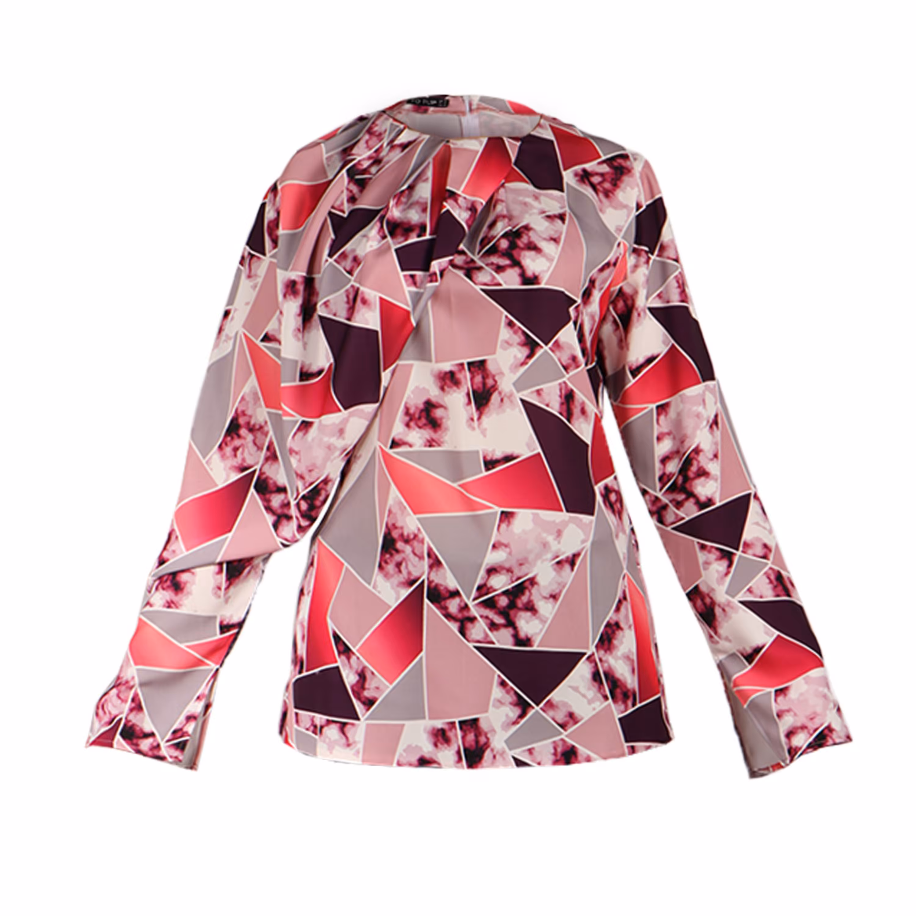 شومیز زنانه مدل یقه گرد پشت زیپ مثلثی صورتی