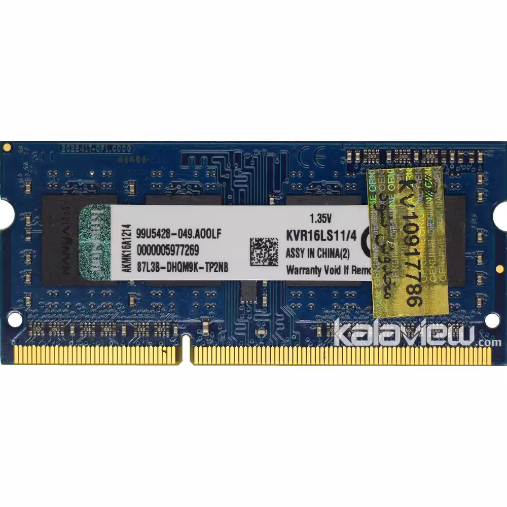 رم لپ تاپ کینگستون 4GB مدل DDR3L باس 1600MHZ-12800 چین KVR16LS11-4 تایمینگ CL11
