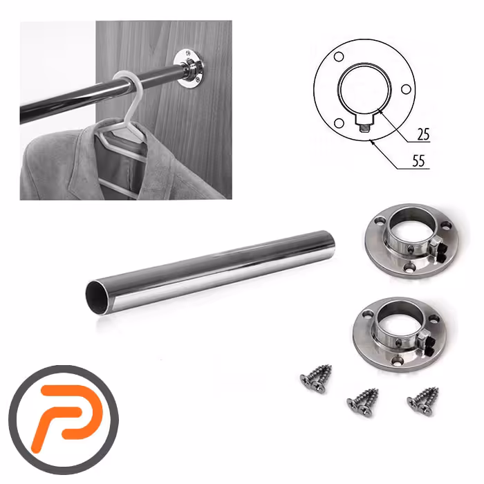 رگال لوله آویز گرد 150 سانتیمتر همراه با یراق نصب