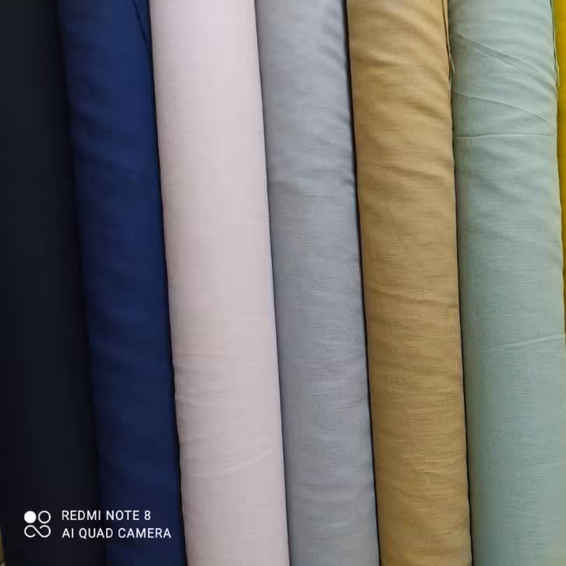 پارچه لنین نخی هندی در رنگ بندی زیبا و عالی و بدون پرز شدگی و اتو رفت.