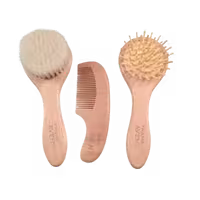 ست شانه و برس چوبی کودک سه‌ تکه گرد اونت – AVENT UK | سیسکالا