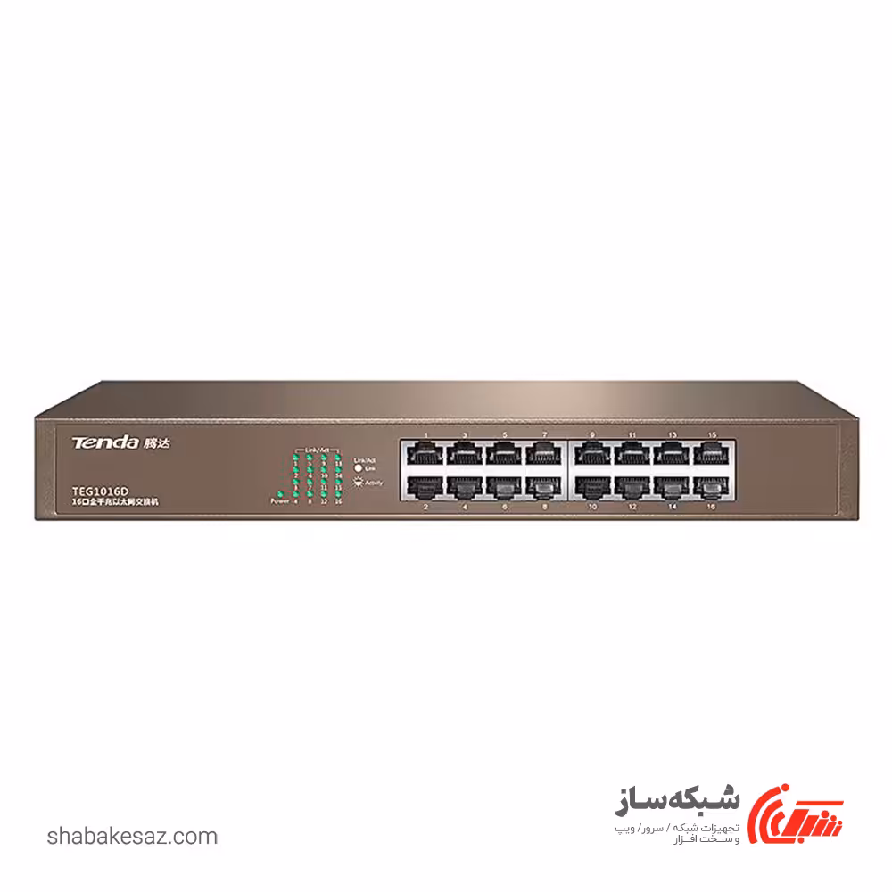 قیمت و خرید سوئیچ شبکه تندا TENDA TEG1016Dدسکتاپ-رکمونت 16 پورت 10/100/1000Mbps - شبکه ساز