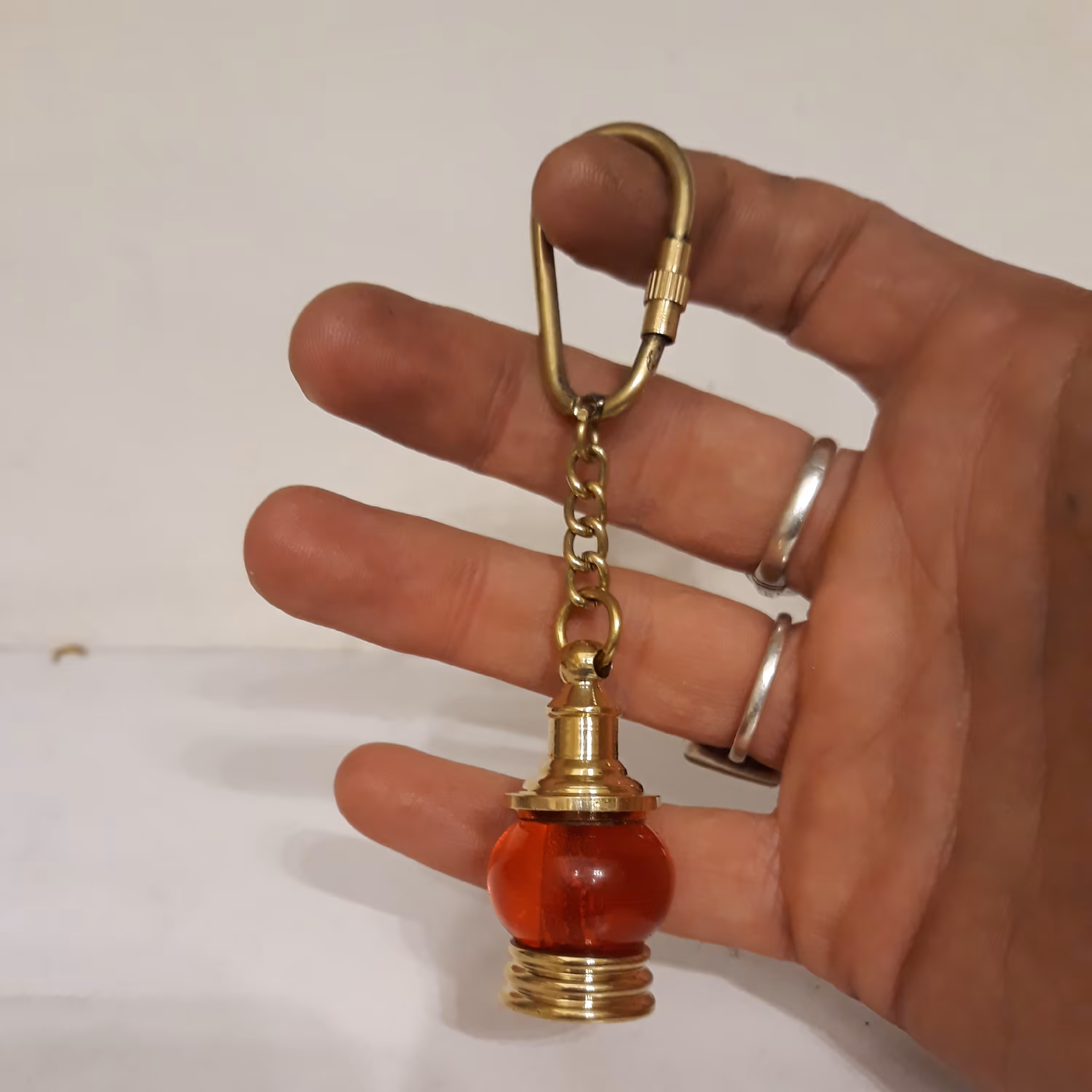 جاکلیدی برنجی هندی فانوس باسنگ یاقوت قرمز جاسوئیچی اورجینال کاکسیونی کمیاب تزیینی