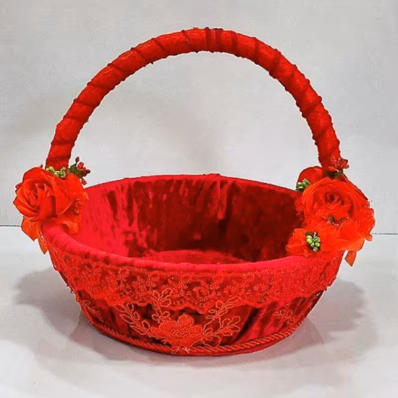 سبد حنای مخملی با جنس ساتن و حریر