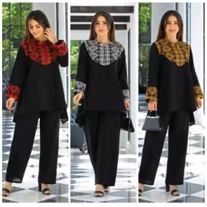 مانتو شلوار زنانه ابروبادی تابستانی خنک مدل تمنا بابوس خرجکارسوزندوزی