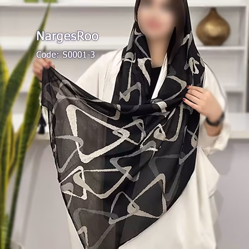 شال نخی - دور دوخت - منگوله دار - S0001-3