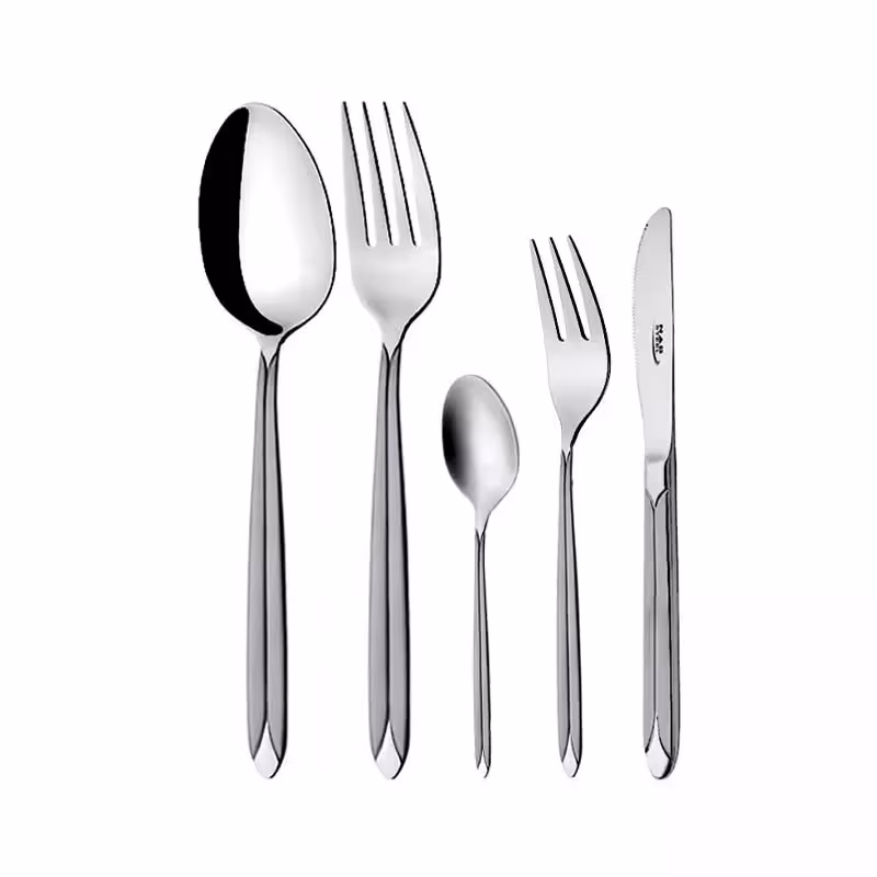 سرویس قاشق و چنگال 6 نفره ناب استیل طرح پالرمو مات (30 پارچه)