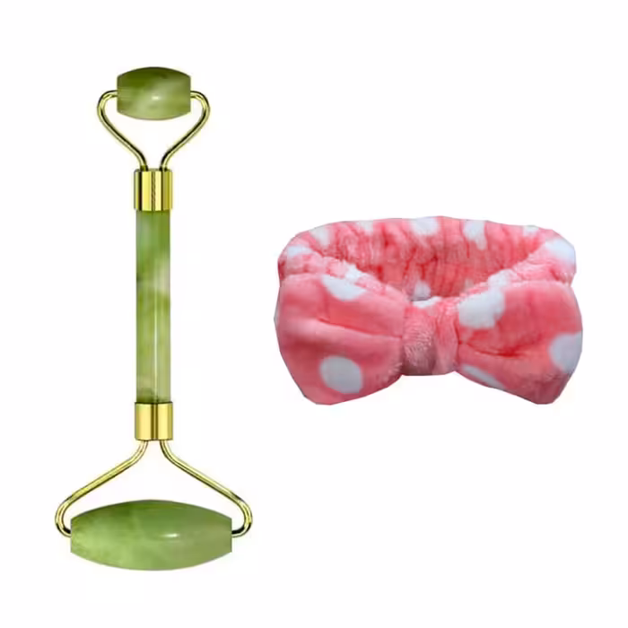 ست ماساژور دستی جیدرولر و هدبند حوله ای