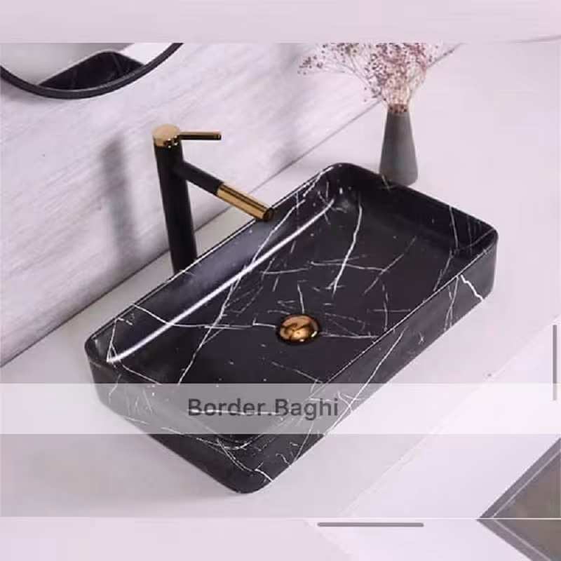کاسه روشویی  مدل مشکی کلکته مستطیل