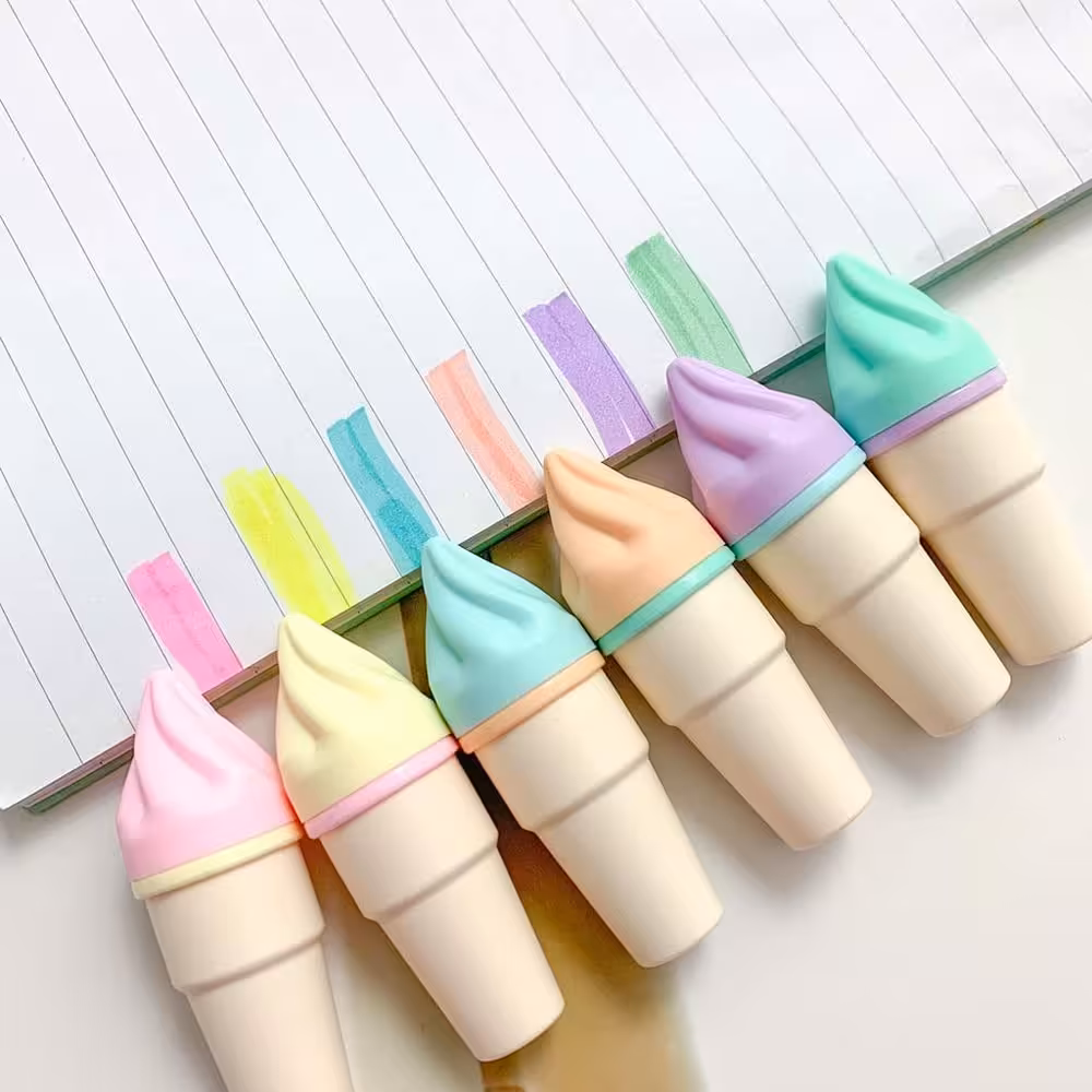 هایلایتر بستنی قیفی دارای 6 رنگ مختلف 