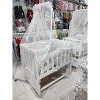 گهواره کنار  مادر نوزاد جنس MDF ابعاد 90 در 62  دارای تور و تشک 