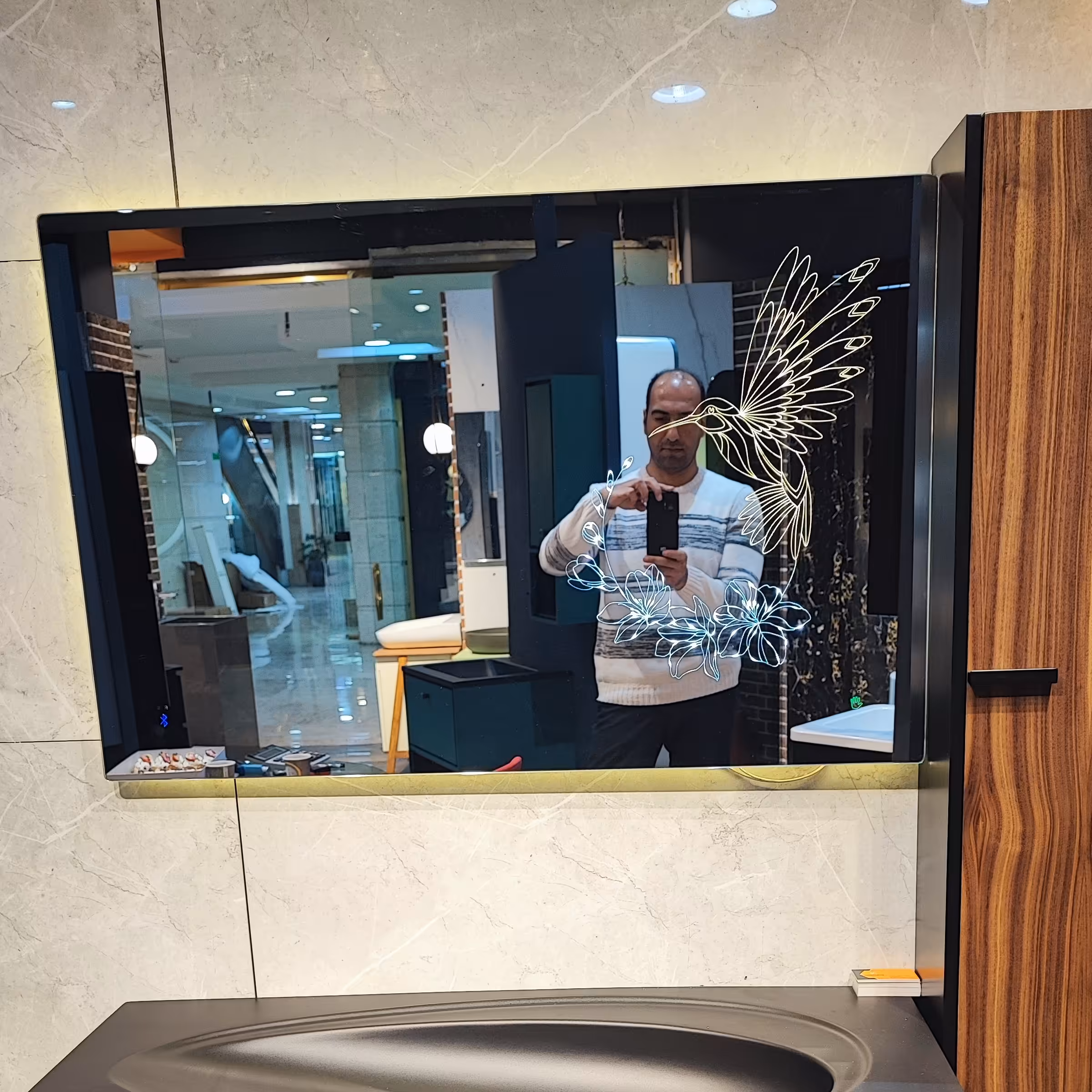 آینه دکوراتیو بلوتوث دار تاچ لس