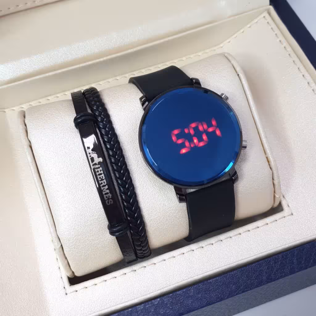 ساعت مچی ال ای دی شیشه رفلکس بدنه فلزی LED