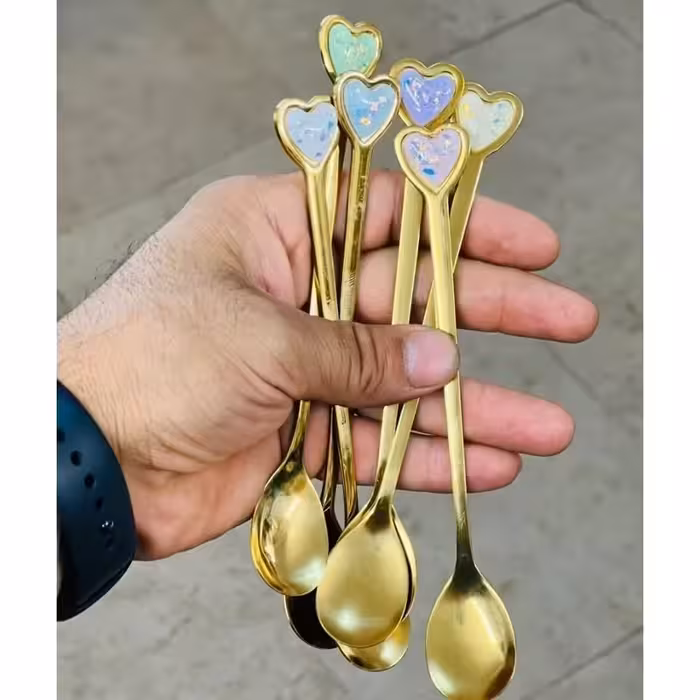 قاشق شربت قلب طلایی | amazonchi