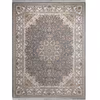 فرش ماشینی افرند 1200 شانه گل برجسته زمینه دودی کد 2244 (نه متری)