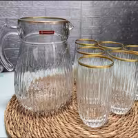 پارچ و لیوان سولو لب طلا محصول شرکت نوری تازه(پس کرایه)