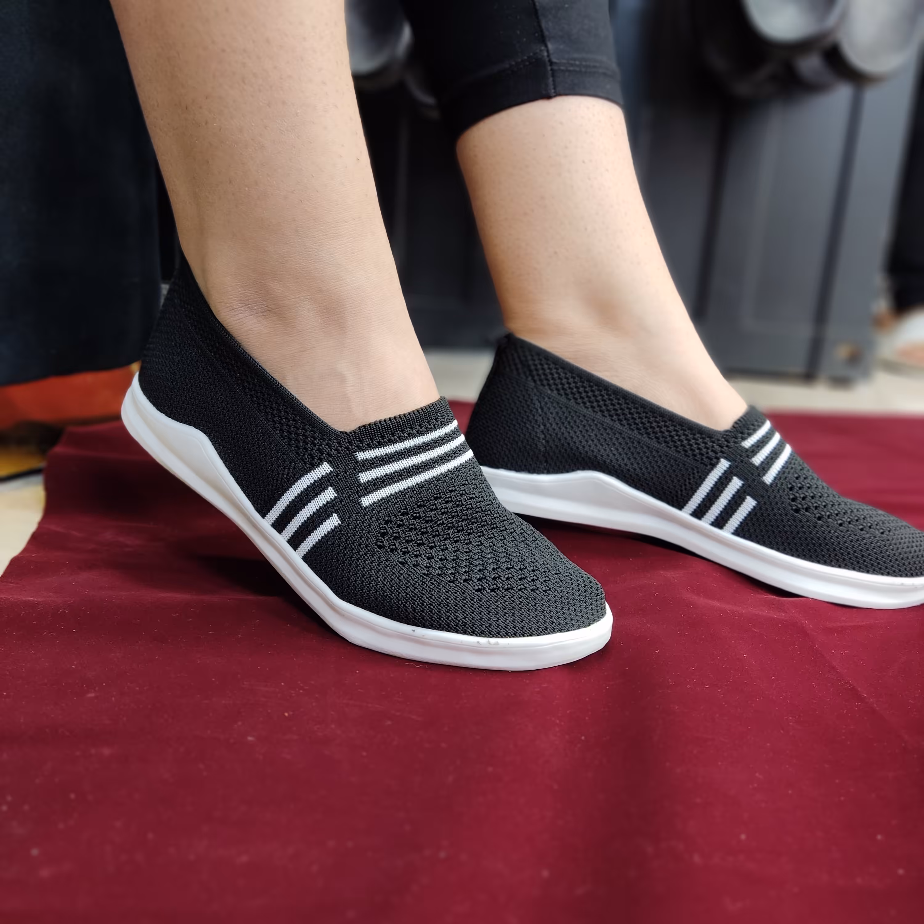 کفش راحتی زنانه رویه بافت رنگ مشکی 