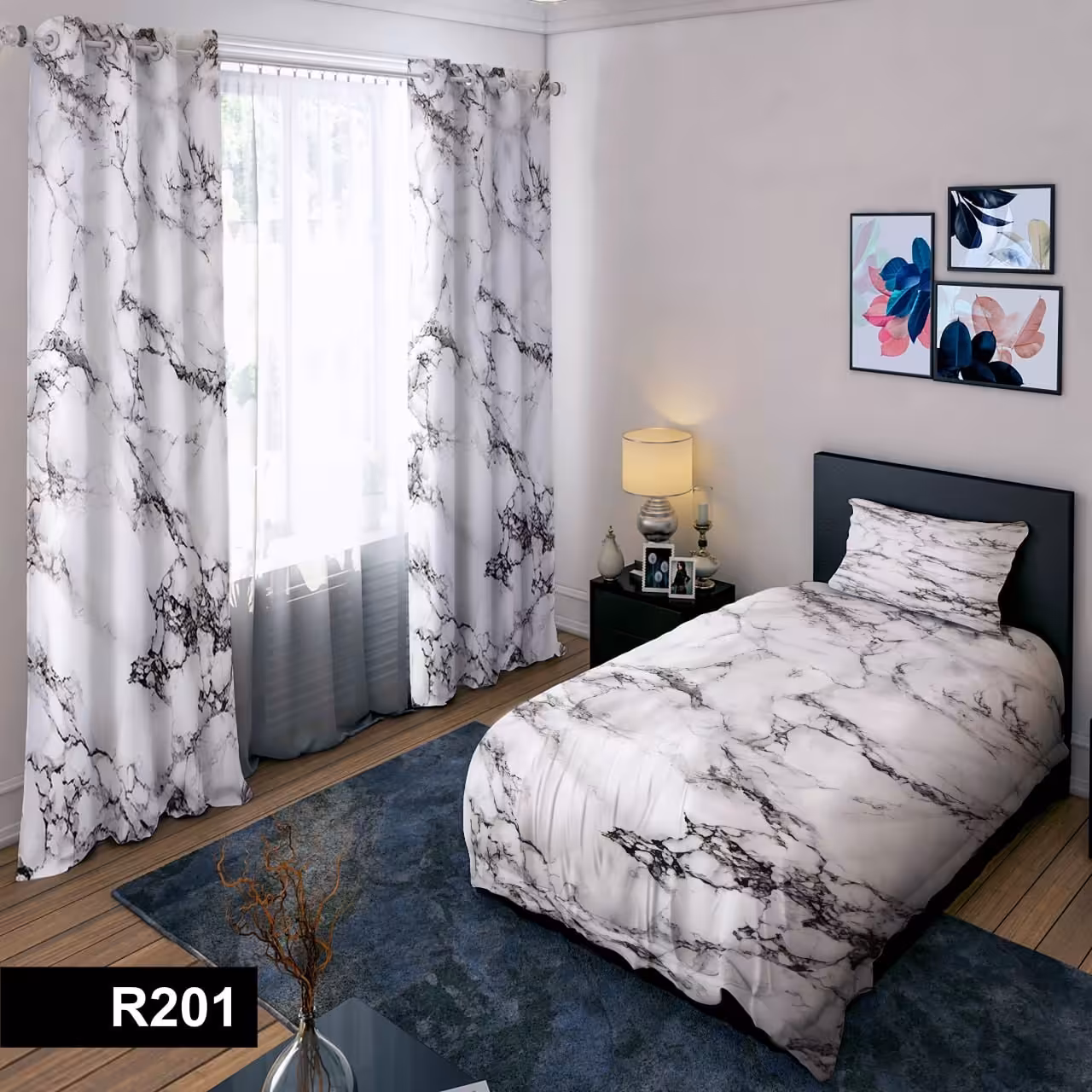 رو تختی یک نفره سه بعدی طرح سنگی 