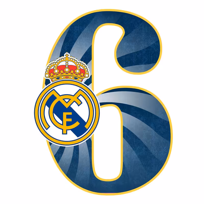 استند رومیزی تولد مدل عدد 6 طرح رئال مادرید کد 736