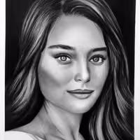 نقاشی سیاه قلم چهره a3دو  چهره در یک صفحه بدون قاب