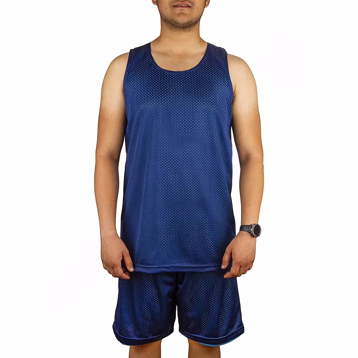 ست رکابی شلوارک بسکتبال دورو تمرینی BL01 SMP | سرمه ای/آبی