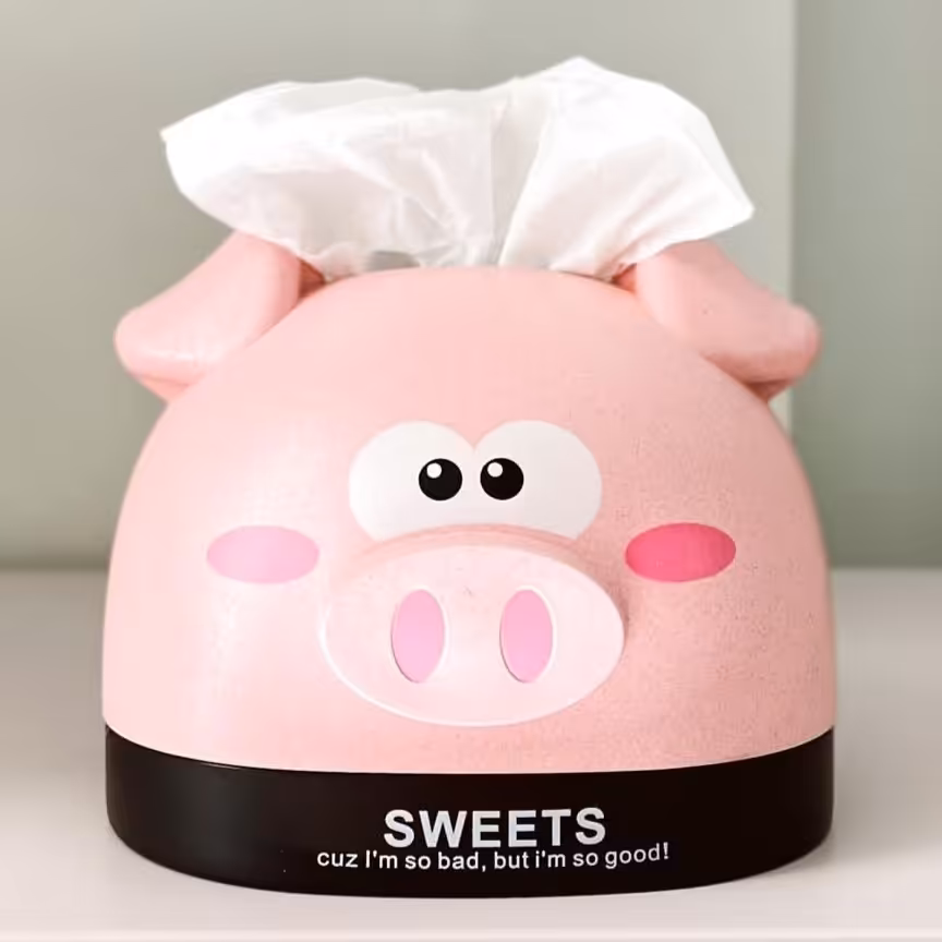 جا دستمال کاغذی فانتزی طرح خوک جنس پلاستیک درجه یک جا دستمال کاغذی 