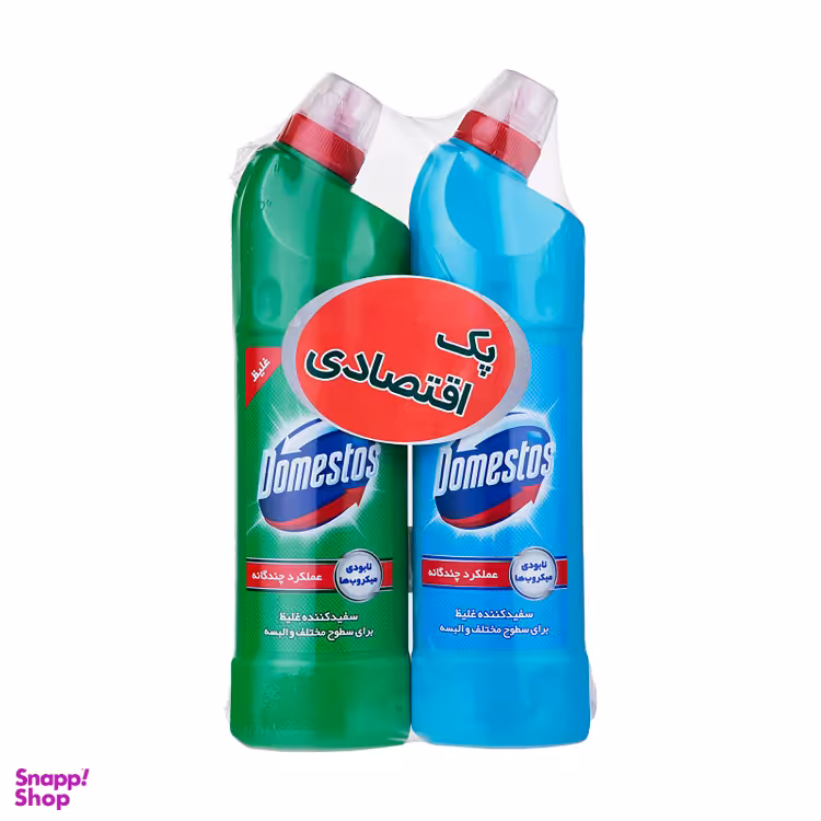 پک مایع سفیدکننده غلیظ سطوح دامستوس (Domestos) مدل Mountain Breeze و Eucalyptus Freshness مجموعه 2 عددی