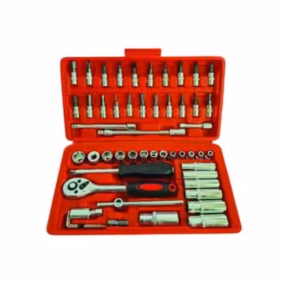 جعبه بکس بلند و کوتاه 53 پارچه درایو 1/4 با آلن بکسی NEW TOOLS قرمز