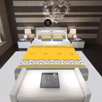 سرویس  روتختی دونفره 8تکه چاپی قابل ست با پرده با انتخاب جنس پارچه کد 689