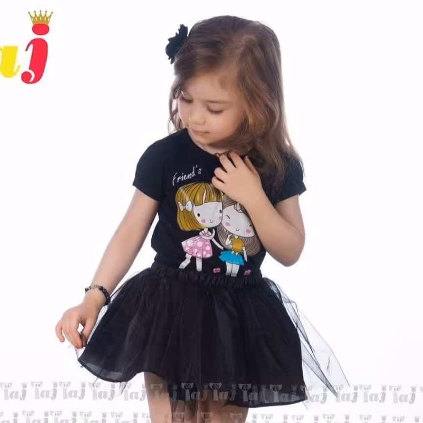 تاپ و دامن اسب تک شاخ محرم دخترانه. مشکی رنگ در سه سایز مختلف