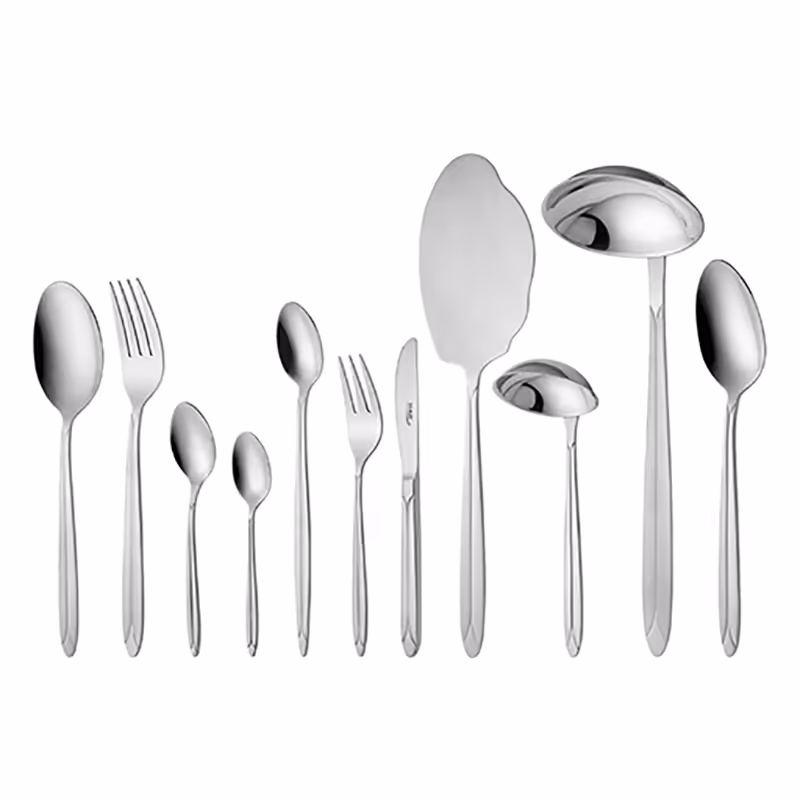 سرویس قاشق و چنگال 18 نفره ناب استیل طرح پالرمو استیل براق (86 پارچه)